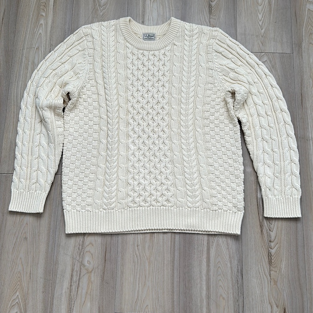Vintage Cozy L.L. Bean Cotton Cable Knit Sweater